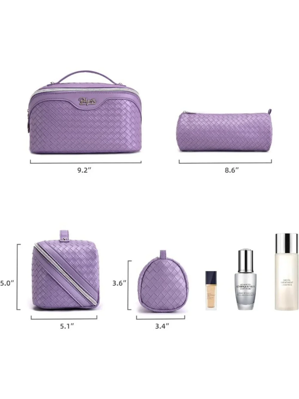 Large Capacity Travel Makeup Bag Set - Waterproof Vegan Leather Cosmetic